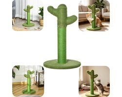 Krabpaal: Kattenkrabpaal - Cactus kattenkrabpaal - Sisal krabplank - Katten speelgoed - Met voetstuk - Slijtvast - Extra lang - Eenvoudig te monteren - Woonaccessoire - Geschikt voor katten, binnen, balkon (groen, 40*40*65 cm)