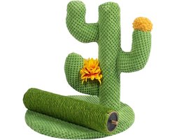 Krabpaal: Kattenkrabpaal Cactus - Krabmeubel - Spelen en Krabben - Uniek Handwerk - 329 x 307 x 88 cm - Groen
