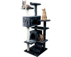Kattenkrabpaal | Groot | 5 hoogtes | 50x50x132 cm | Ondersteunt 10 kg | Grijs | Tico | Mobiclinic