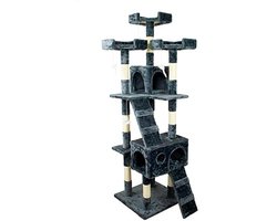 Kattenkrabpaal Groot met 4 Hoogtes - 50x50x170cm - Geschikt voor 10kg - Grijs