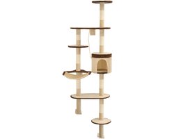 Kattenkrabpaal - Kattenboom - Klimmen en krabben - Wandmontage ruimtebesparend - 60x30x194 cm - Beige en bruin