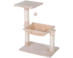 Kattenkrabpaal Kattenboom met Sisal Krabpaal, Pluche Hangmat en Speelbal Duurzaam Ontwerp Geschikt voor Krabben en Rusten Ruime Ruimte, Belastbaar tot 10 kg 50x36x70 cm Beige