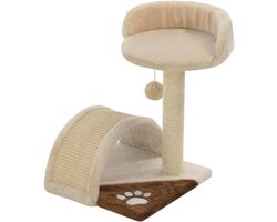 Kattenkrabpaal - Kattenboom Sisal - Spelen Klimmen - Anti-slip Basis - 30x30x40 cm - Beige Bruin