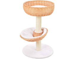 Kattenkrabpaal - Kattenmeubel - Krabben en Ontspannen - Handgemaakt Natuurlijk Hout - 40x40x68 cm - Naturel