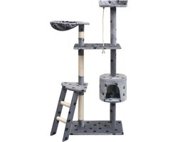 Kattenkrabpaal - Kattenmeubel speeltoestel - Spelen klimmen rusten - Sisal touw omwikkeling - 61 x 35 x 20 cm - Grijs