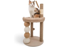 Krabpaal: Kattenkrabpaal - Kattenmeubel - Spelen en rusten - 3-in-1 ontwerp - 76 x 40 x 40 cm - Beige
