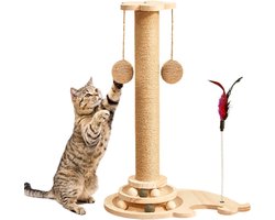 Krabpaal: Kattenkrabpaal - Kitten speeltoren - Katten vermaken - 4-in-1 interactief - 338L x 326B x 84H cm - Meerkleurig