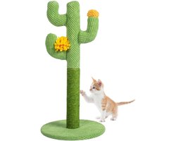 Krabpaal: Kattenkrabpaal - Klimboom speelgoed - Katten vermaak - Uniek cactus design - 325 x 315 x 91 cm - Groen