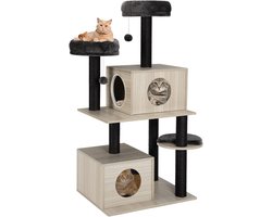 Kattenkrabpaal - Klimboom speelmeubel - Nagels verzorgen - Tweekleurig design - 60x50x123 cm - Beige en grijs