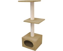 Kattenkrabpaal - Klimmeubel - Krabbelen en spelen - Stabiele vloermontage - 35x35x103 cm - Beige