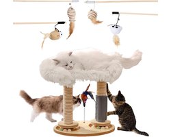 Kattenkrabpaal - Krabmeubel Kattenboom - Krabben en Spelen - Met 5 Interactief Speelgoed - 39 x 29 x 42 cm