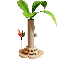 Kattenkrabpaal - Krabmeubel - Spelen en Krabben - 5-in-1 Interactief - 30x30x70 cm - Houtkleurig