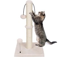 Kattenkrabpaal - Krabmeubel Toren - Binnen Spelen - Zware Stabiele Basis - 52cm Hoog - Beige