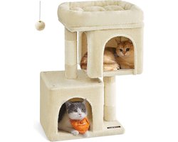 Kattenkrabpaal - Krabpaal - Kattenklimrek - Spaanplaatconstructie - Pluche bekleding - Sisaltouw - 40 cm x 30 cm x 67 cm