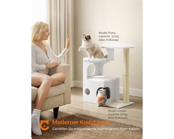 Kattenkrabpaal - Krabpaal - Klimtoren - Spaanplaat - Pluche - Sisal - 66cm x 40cm x 86cm