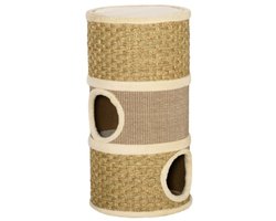 Krabton: Kattenkrabpaal Krabton met 3 Verdiepingen – Kattenboom met Sisal en Pluche Bruin 37,5 x 37,5 x 70 cm