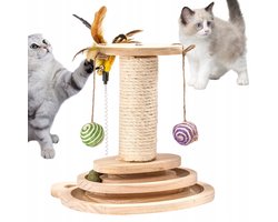 Krabpaal: Kattenkrabpaal met Draaiende Planken & Sisal, 30x24x30cm
