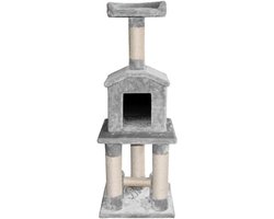 Kattenkrabpaal met Huisje en Lighoogte - Compact en Stevig Krabmeubel Grijs