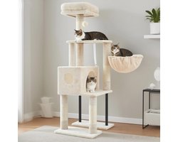 Kattenkrabpaal met Meerdere Verdere Verdiepingen - 125 cm, Ruime en Comfortabele Cat Tree voor Kleine Katten