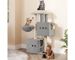 Kattenkrabpaal met Meerdere Verdiepingen en Hangmat - Lichtgrijs