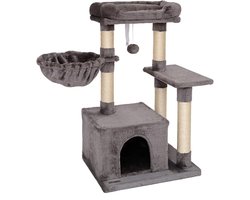 Kattenkrabpaal met Pluche Bal en Ligplek - Hoogte 85 cm - Geschikt voor Kleine en Grote Katten