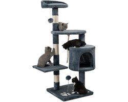Kattenkrabpaal met Pluche Ballen & Speeltouw - 112 cm Hoog - Ideaal voor Kleine & Grote Katten
