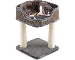Kattenkrabpaal met Pluche Ligvlak en Sisalstammen - Compact en Stabiel voor Katten