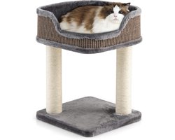 Kattenkrabpaal met Pluche Zitting en Sisalpalen - Duurzaam Kattenmeubel voor Activiteiten en Spel