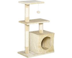 Krabpaal: Kattenkrabpaal met Sisal en Pluche - Klimboom voor Katten - 50 x 30 x 80 cm