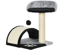 Kattenkrabpaal met speelballen en sisal krabpalen, kattenboom zwart 35.5 x 37 x 46 cm kattenhuis Huisdiermeubelen