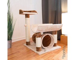 Kattenkrabpaal met Speelmogelijkheden en Stabiele Basis - 59 x 49,5 x 72 cm