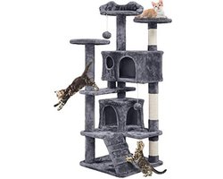 Kattenkrabpaal met Touw en Meerdere Platformen - 130 cm Hoog, Grijs