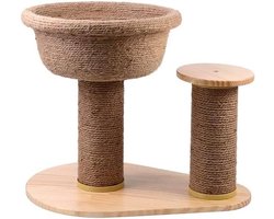 Krabpaal: Kattenkrabpaal Natuurlijk - Krabboom Klimmeubel - Katten Spelen Krabben - Handgebreid Nest - 65 x 53 x 45 cm - Natuurlijk