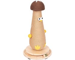 Krabpaal: Kattenkrabpaal Paddenstoel - Krabpaal Kat Kitten - Katten Vermaken - Massief Houten Sokkel - 36 x 24 x 16 cm