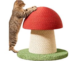 Krabpaal: Kattenkrabpaal Paddenstoel - Krabpaal Kattenboom - Katten Beweging - Huisdiervriendelijk Ontwerp - 30 x 18 x 20 cm - Rood