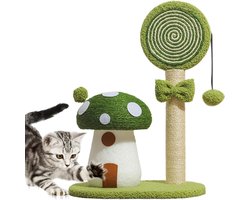 Krabpaal: Kattenkrabpaal Paddestoel - Krabmeubel Kat - Katten Spelen - Splintervrij Ontwerp - 375 x 285 x 54 cm - Groen