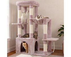 Krabpaal: Kattenkrabpaal - Speeltoestel voor katten - Spelen en rusten - Stabiele constructie - 100 x 80 x 200 cm