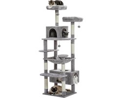 Kattenkrabpaal XXL Kattenmeubel 184 cm - Voor Grote Katten & Meerdere Katten - 8 Niveaus met Hangmat & Kattenhuis - Extra Brede Krabplaten Sisal - Stabiel & Duurzaam - Kattenboom, Krabpaal Groot