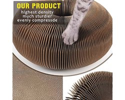 Kattenkrabplank 2-in-1 met Speelgoed en Opvouwbaar Ontwerp - Duurzaam Golfkarton voor Klauw Grinding en Spelen