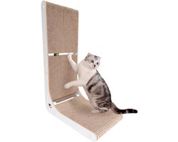 Kattenkrabplank 60 cm L-vormig met balspeelgoed - Duurzame krabplank voor katten