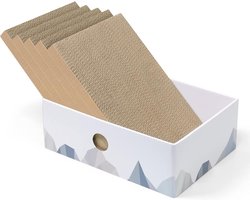 Kattenkrabplank draagbare kartonnen ligstoel voor huisdieren - dubbelzijdige kartonnen kattenkrabbers interactief gatontwerp - 34 x 24 x 12 cm (medium 5 pakket wit)