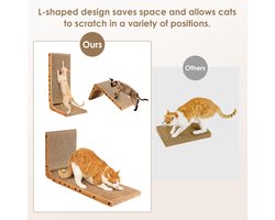 Kattenkrabplank - Dubbelzijdige Kattenkrabplank - Kattenkrabplank voor Klauwverzorging - L-vormige Verticale Krabplank voor Katten - 26.8 Inch