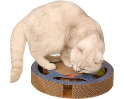 Krabplank: Kattenkrabplank - Interactieve krabmat - Katten spel - Drievoudige functie - 33 x 5 x 33 cm - Blauw