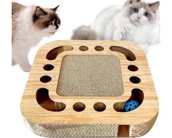 Kattenkrabplank Karton - Krabmat Kat - Meubelbescherming Spel - Met Twee Belletjes - 34x34x6 cm