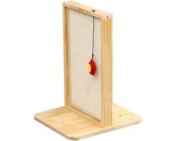 Krabplank: Kattenkrabplank - Krabmat Hout - Meubels Beschermen - Dubbelzijdig Sisal - 35x40x53cm - Wit