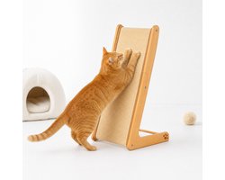 Krabplank: Kattenkrabplank-krabpaal van sisal-hout-verticale krabplank voor katten-voor binnen en bescherming van meubels