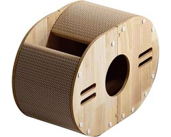 Kattenkrabplank met Tunnel - Krabmat Kattenspeelgoed - Katten Vermaken - Duurzaam Golfpapier - 57 x 39 x 27.5 cm