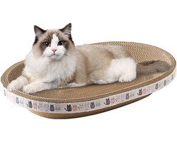 Kattenkrabplank Ovaal - Krabmat Kat - Klauwen Onderhoud - Hoge Dichtheid Golfkarton - 47 x 32 x 9 cm - Bruin