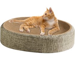 Kattenkrabplank Ovale Kom - Krabkarton Lounge Nest - Spelen en Ontspannen - Uniek Bewegingsdesign - 41x31x10 cm - Meerkleurig
