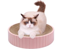 Krabplank: Kattenkrabplank Rond - Krabkussen Kat - Meubels Beschermen - Uniek Schaaldesign - 30 x 30 x 7 cm - Roze